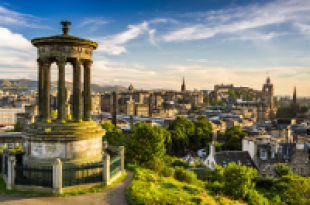 View of monument and Edinburgh skyline looking west from Calton Hill